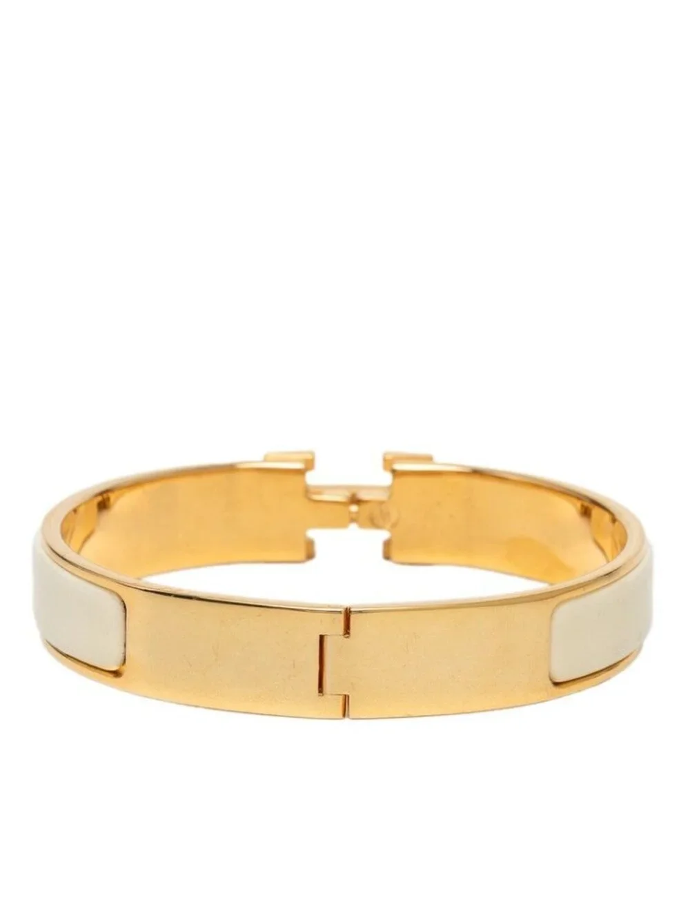Hermes Click PM Bracelet Bangle Gold Ivory Plated